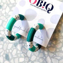 Load image into Gallery viewer, 'CLASSIC HOOPS' - Forest/ Turquoise