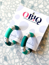 Load image into Gallery viewer, 'CLASSIC HOOPS' - Forest/ Turquoise