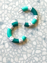 Load image into Gallery viewer, 'CLASSIC HOOPS' - Forest/ Turquoise
