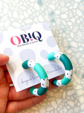 Load image into Gallery viewer, 'CLASSIC HOOPS' - Forest/ Turquoise