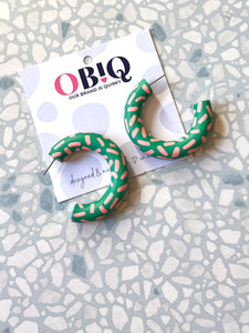 'CLASSIC HOOPS' - Jade/ Peach Sprinkles