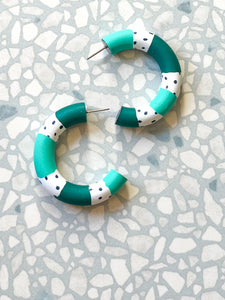 'CLASSIC HOOPS' - Forest/ Turquoise