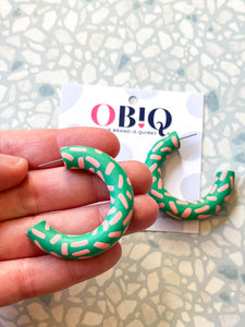 'CLASSIC HOOPS' - Jade/ Peach Sprinkles
