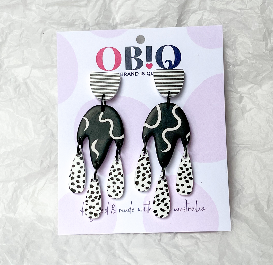 'ZIGGY' - Trio Dangles Black/ White