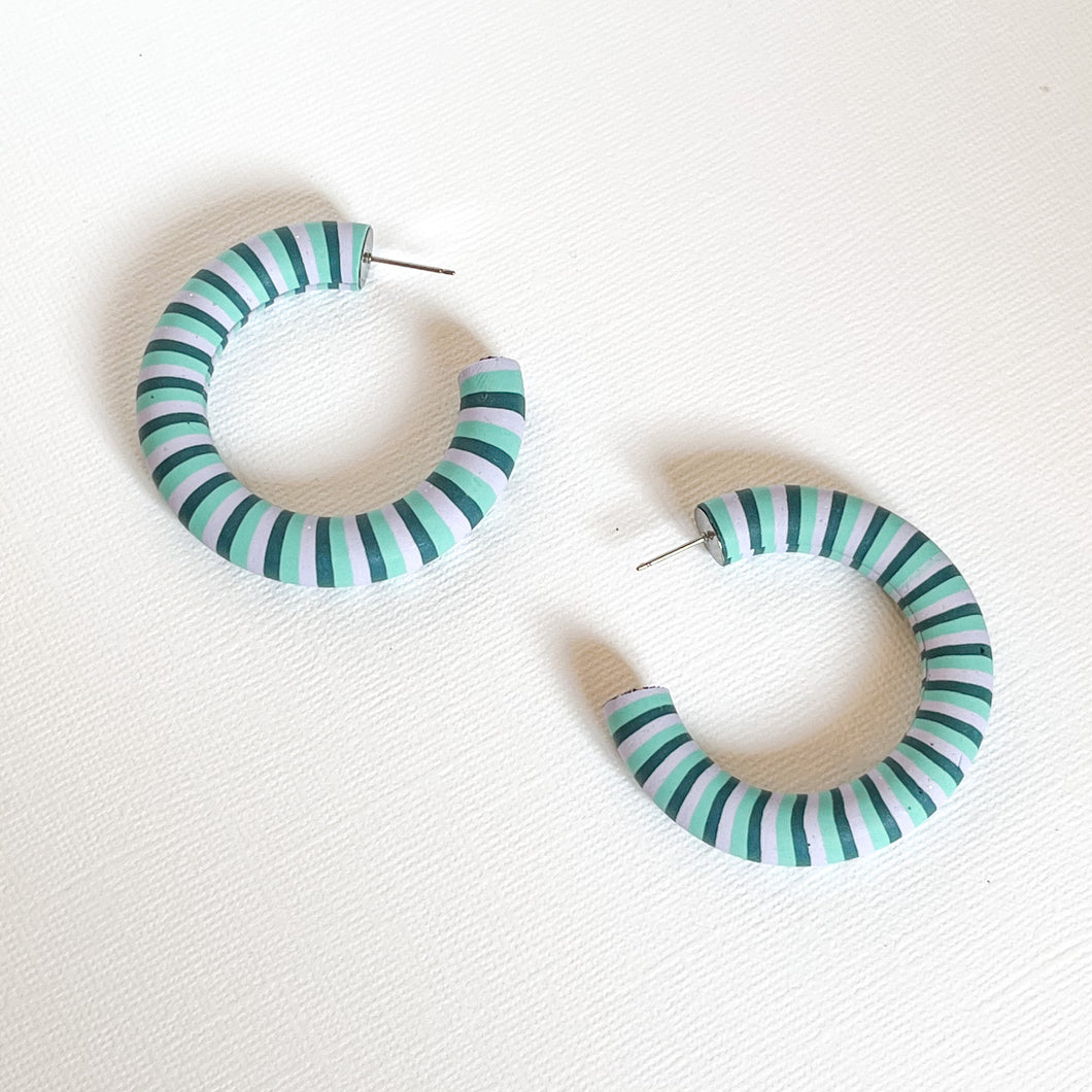 'CLASSIC HOOPS' - Mint/ Lilac/ Forest Stripe
